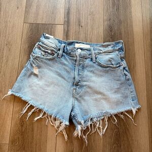 MOTHER Light Blue The tomcat Kick fray  Hem Denim Shorts size 27